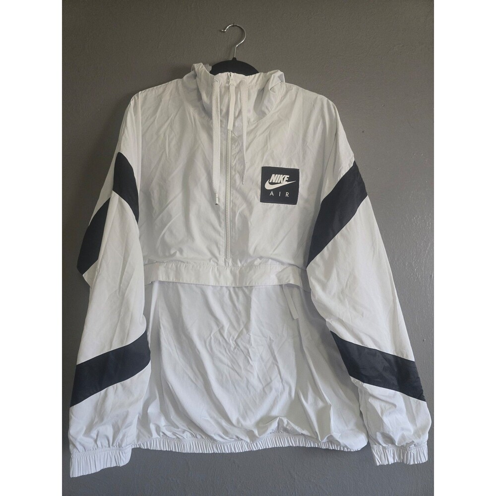 Men's Nike Air White/Black 1/2 Zip Hooded Woven Jacket (932137-100) Sz L